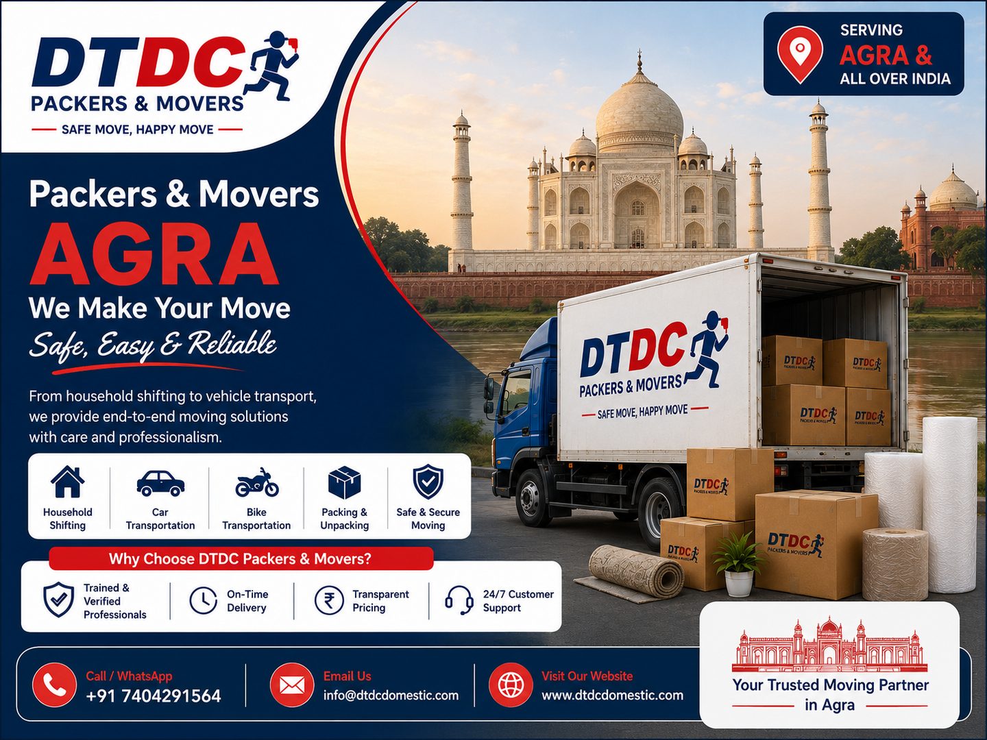 Packers and Movers in Agra for home shifting and vehicle transportation